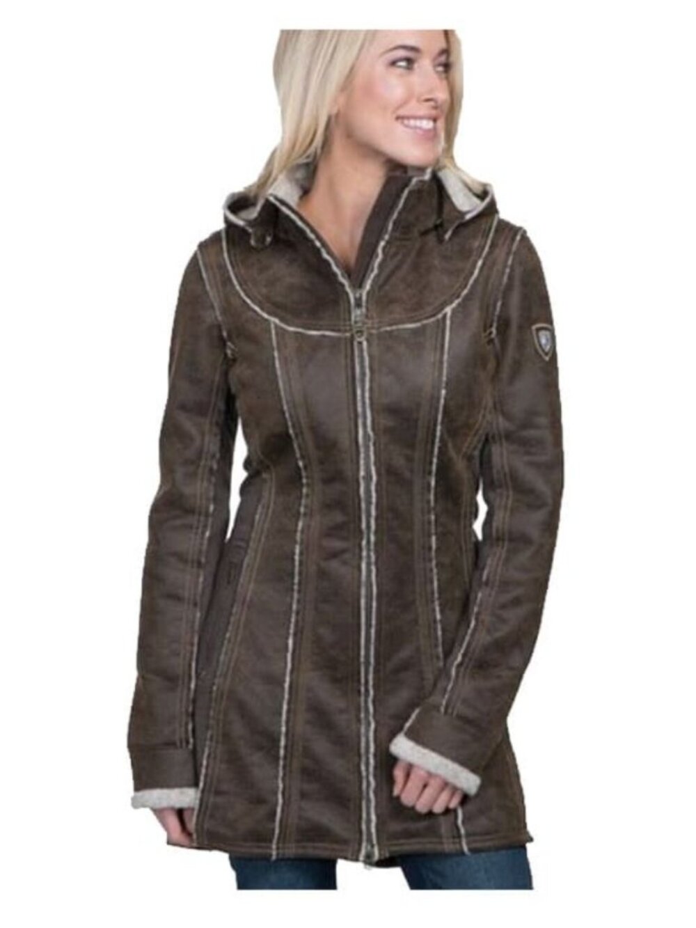 NWT KUHL Women's L Dani Sherpa Trench Jacket MSRP$349 Brown New